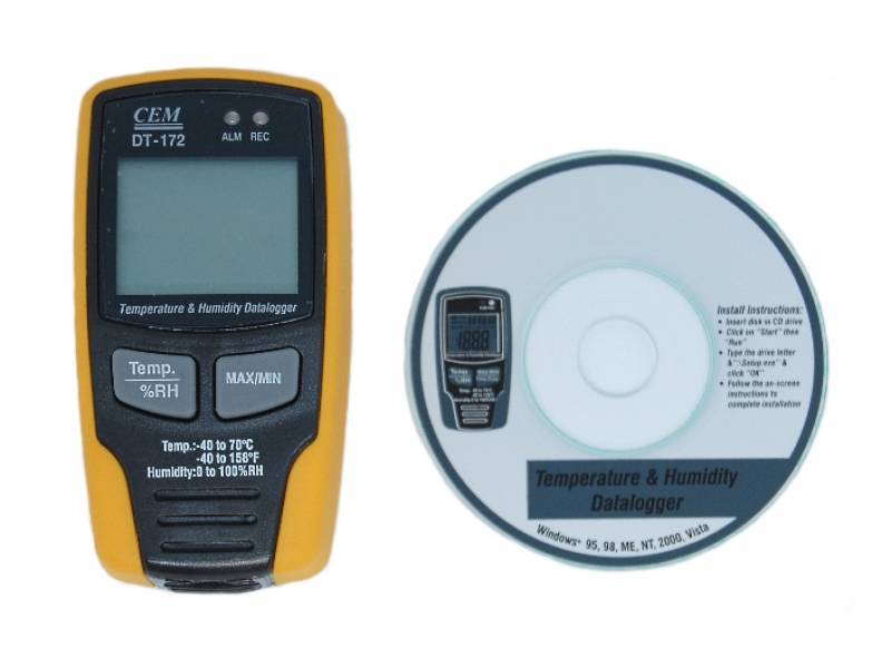 Logiciel Windows appareil de mesure d'humidité - Thermo-hygromètre enregistreur compact DT 172